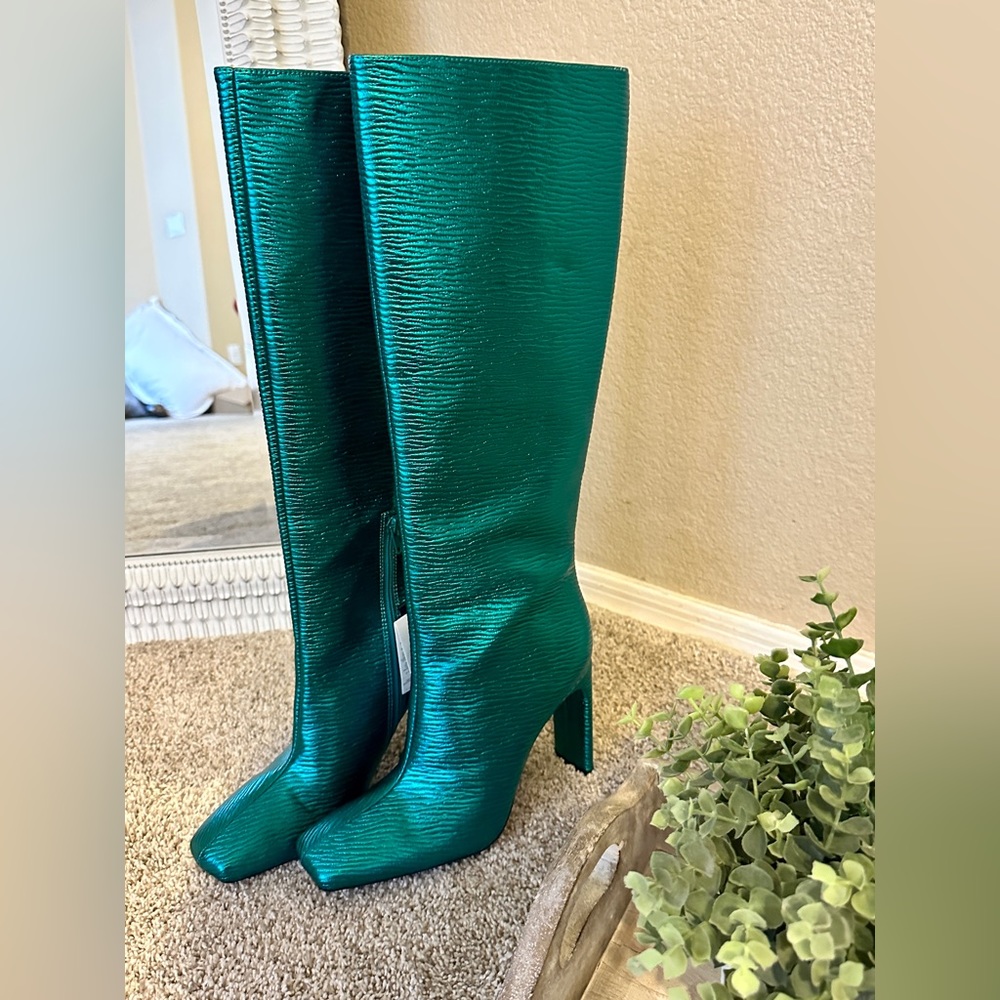 Zara Teal Heeled Boots